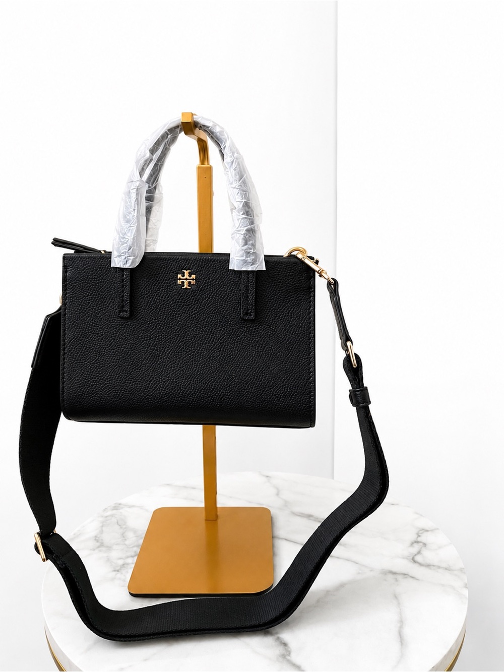 NWT Tory Burch Black Pebbled Leather Mini Tote Crossbody Style 176875 - Picture 7 of 13